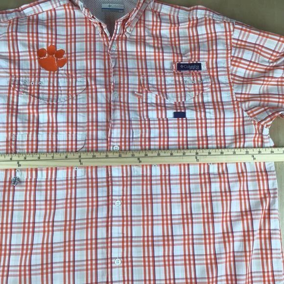 Clemson Tigers Columbia Super Bonehead Mens Medium Button Up Plaid Fishing Shirt - Picture 9 of 10